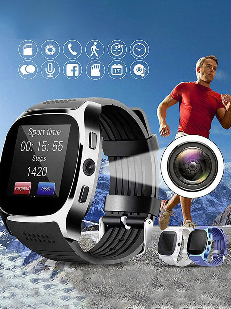3 couleurs IPS Bracelet en silicone Sport pour hommes Bluetooth Carte SIM intelligente Navigateur Site Web Appareil photo à distance Téléphone Watch Sports Watch