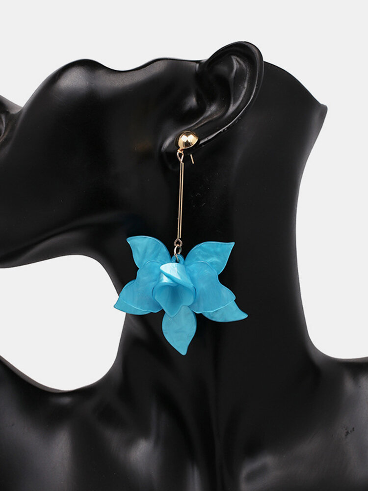 Vintage Resin Stereoscopic Flower Earrings Geometric Flower Pendant Earrings Bohemian Jewelry