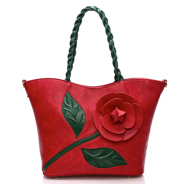 

Brenice Vintage PU Leather Solid Rose Multifunction Handbag For Women, White;green;black;red & rose