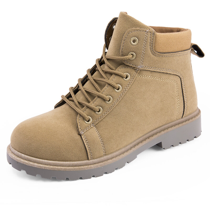 Men Pure Color Slip Resistant Soft Sole Casual Leather Boots