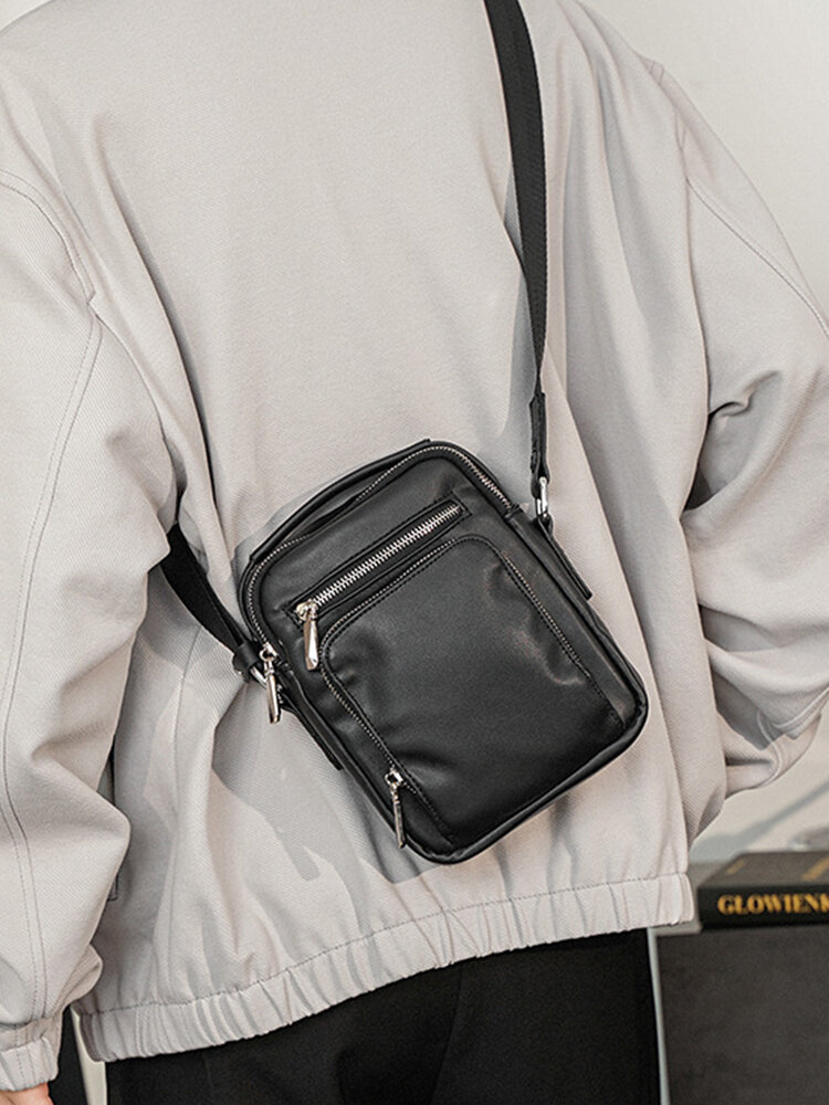 Menico Men Faux Leather Versatile Casual Versatile One Shoulder Crossbody Bag