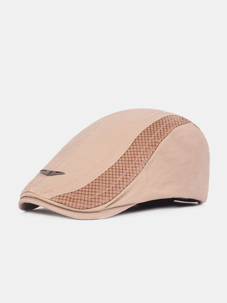 Menico Men Cotton Outdoor Sunshade Short Brim Casual Vintage Forward Hats Beret Flat Caps