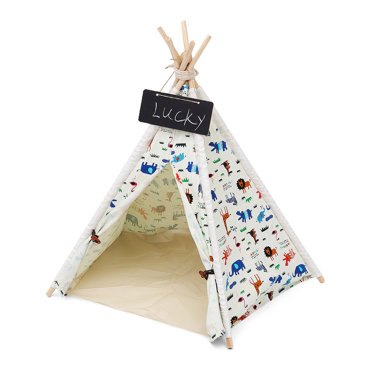 Pets Teepee Tent Dogs Home Canvas Pretend Play Playhouse Tipi Outdoor Indoor