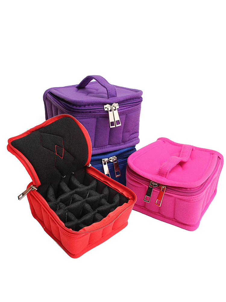 Velvet 16 Bottle Essential Oil Storage Bags Carrying Case Box Cosmetic Bag