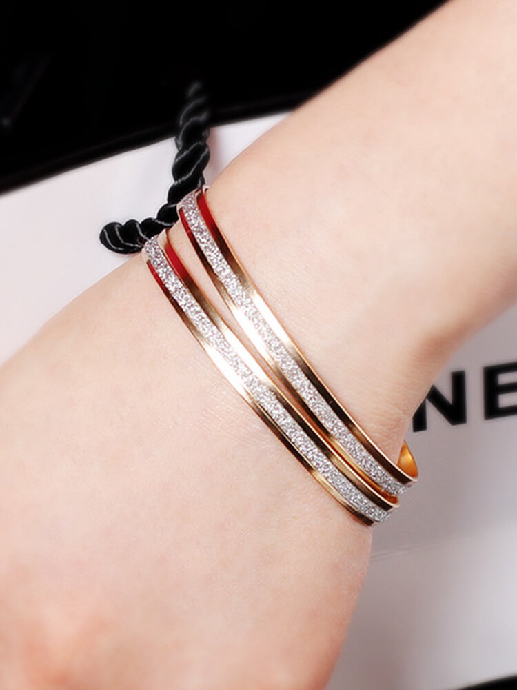 Fashion Bangle Bracelet Single Frosted Gold Silver Cuff Bracelet Casual Jewelry Accessory for Women