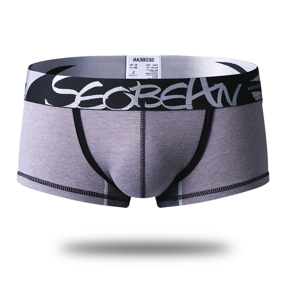 Printing Waistband Patchwork U Convex Cotton Breathable Pouch Boxer for Men