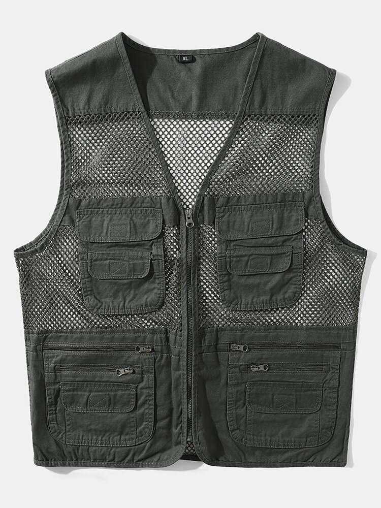 Men Cotton Mesh Multifunctional FishermanBreathable Vests
