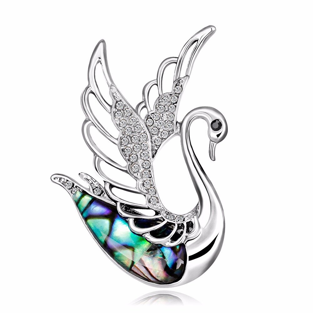 

Sweet Swan Brooch Silver Hollow Wings Rhinestone Alloy Jewelry Colthing Accessories for Women