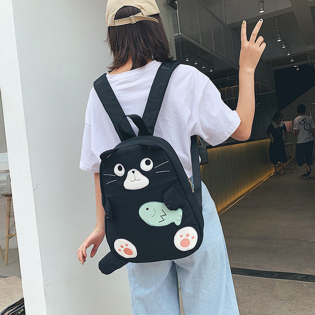 Shoulder Canvas Bag Cartoon Pattern Student Shoulders Wild Campus Harajuku Style Small Fresh Cute Cloth Bag