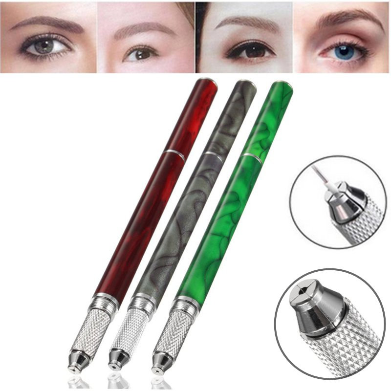 Embroidered Eyebrow Pencil Stainless Steel Tattoo Supplies Makeup Tools 3 Colors