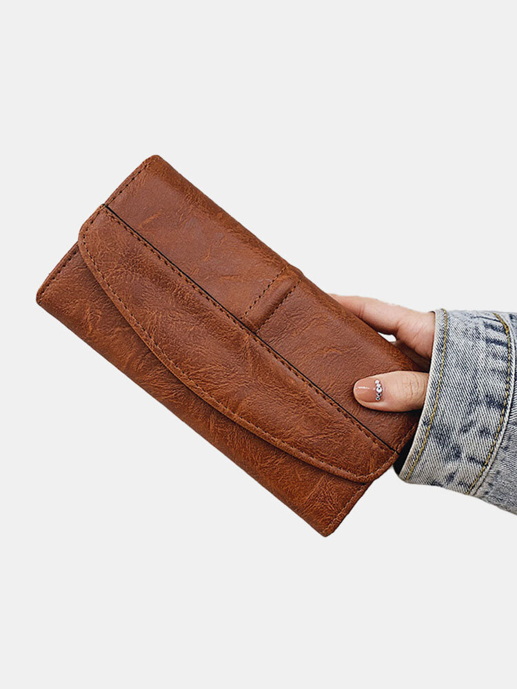 Women PU Leather Vintage Three-fold Card Case Phone Bag Wallet Purse Clutch Bag
