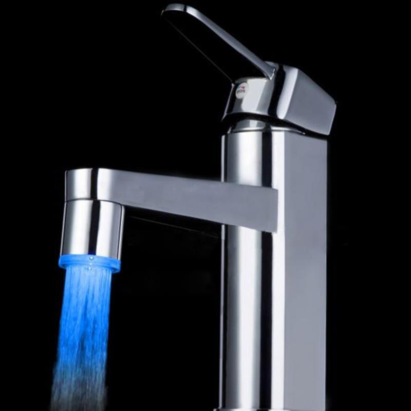 

7 Color Changing LED Faucet Color Changing Water Tap Light Silver Adapter
