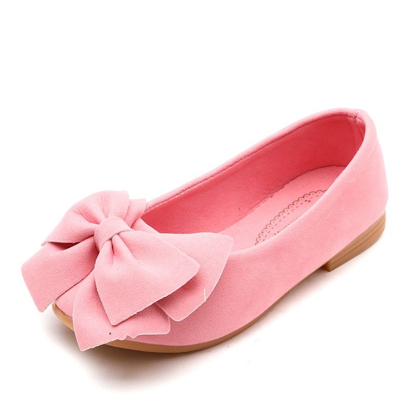 Girls Suede Bowknot Decor Slip On Simple Lazy Flat Shoes