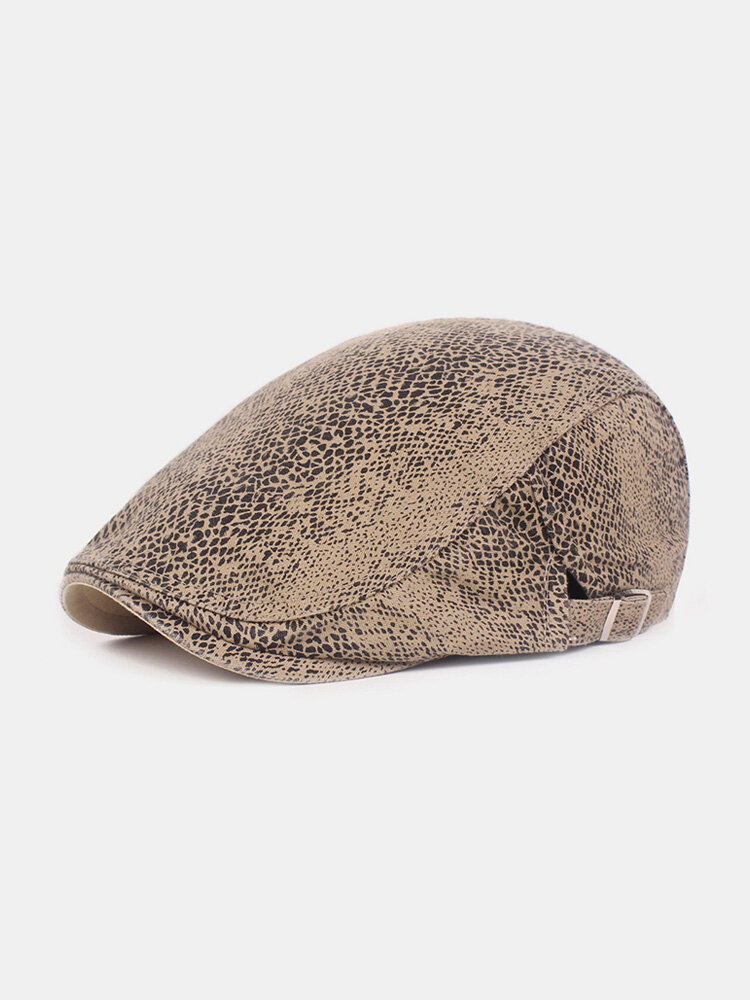 Men's Cotton Beret Cap Thin Leopard Cap Casual Visor Hat