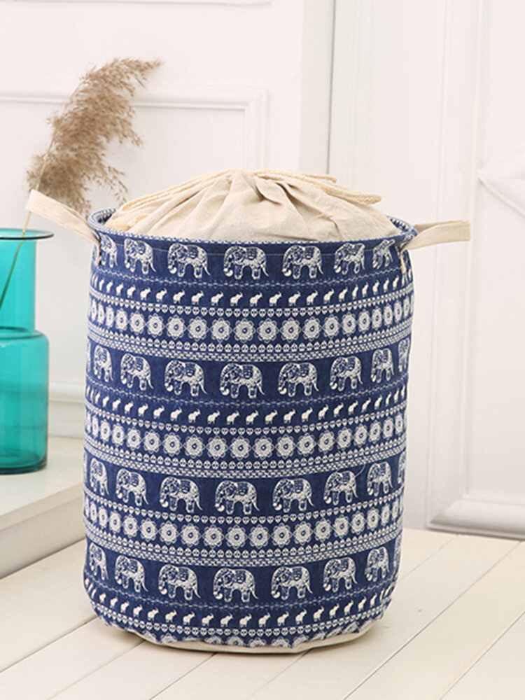 35x45cm Waterproof Durable Cloth Storage Basket High Capacity Cotton Linen Laundry Box Organizer