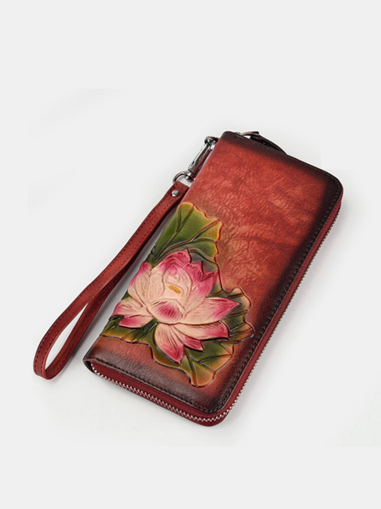 Vintage Genuine Leather Multi-function Phone Wallet Purse For Women