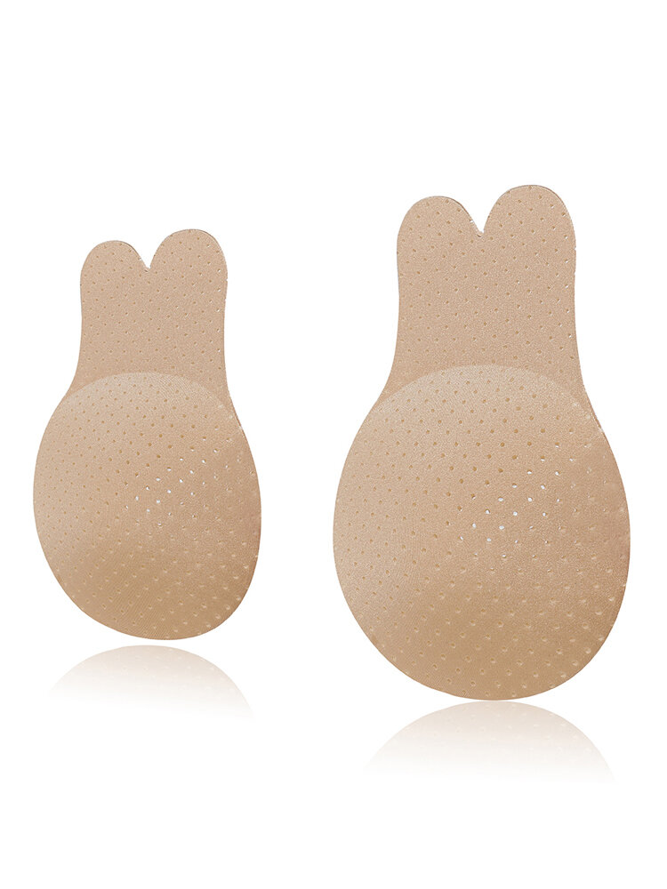 

Breathable Nipplecovers Adhesive Strapless Push Up Rabbit Shaped Nu Bras, Nude;black