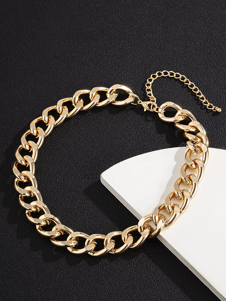 Trendy Hip Hop Geometric-shaped Single Chain Aluminum Necklace