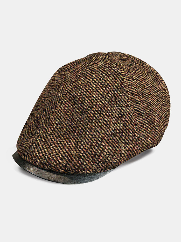 

Men Wool Warm Retro British Style Young Painter Hat Beret Hat Forward Hat Flat Hat, Coffee;gray