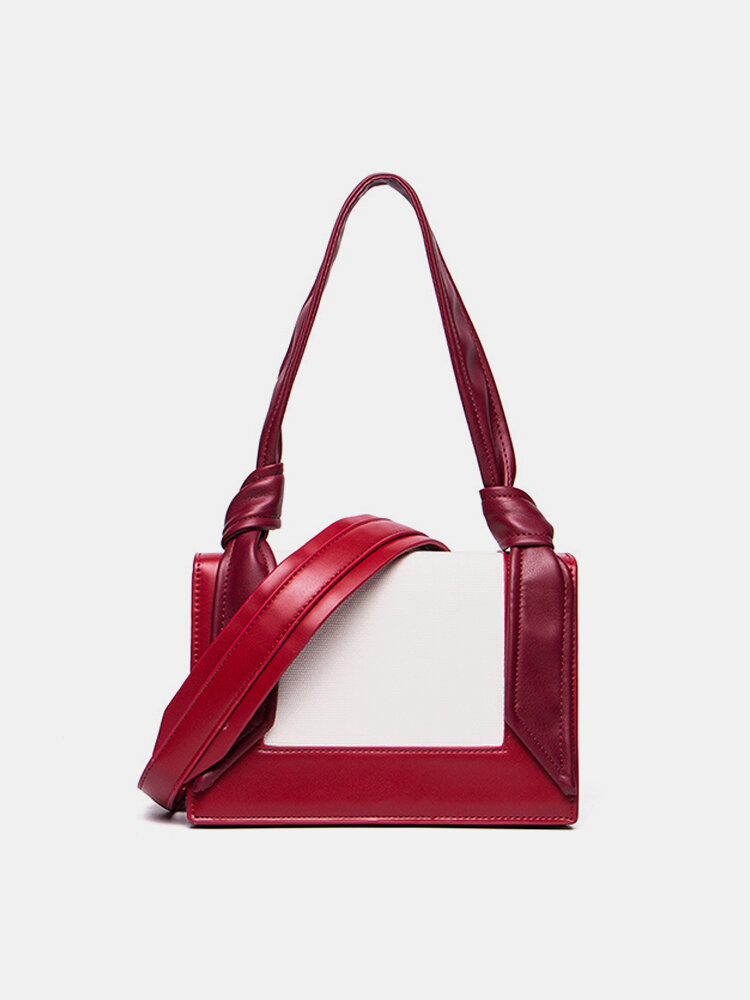 Women PU Leather Leisure Handbag Patchwork Crossbody Bag Casual Shoulder Bag