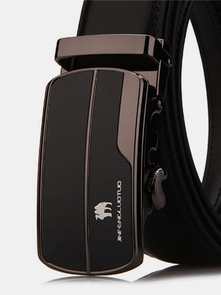 125CM Men Business Genuine Cowhide Leather Belt Durable Automatic Buckle Waistband