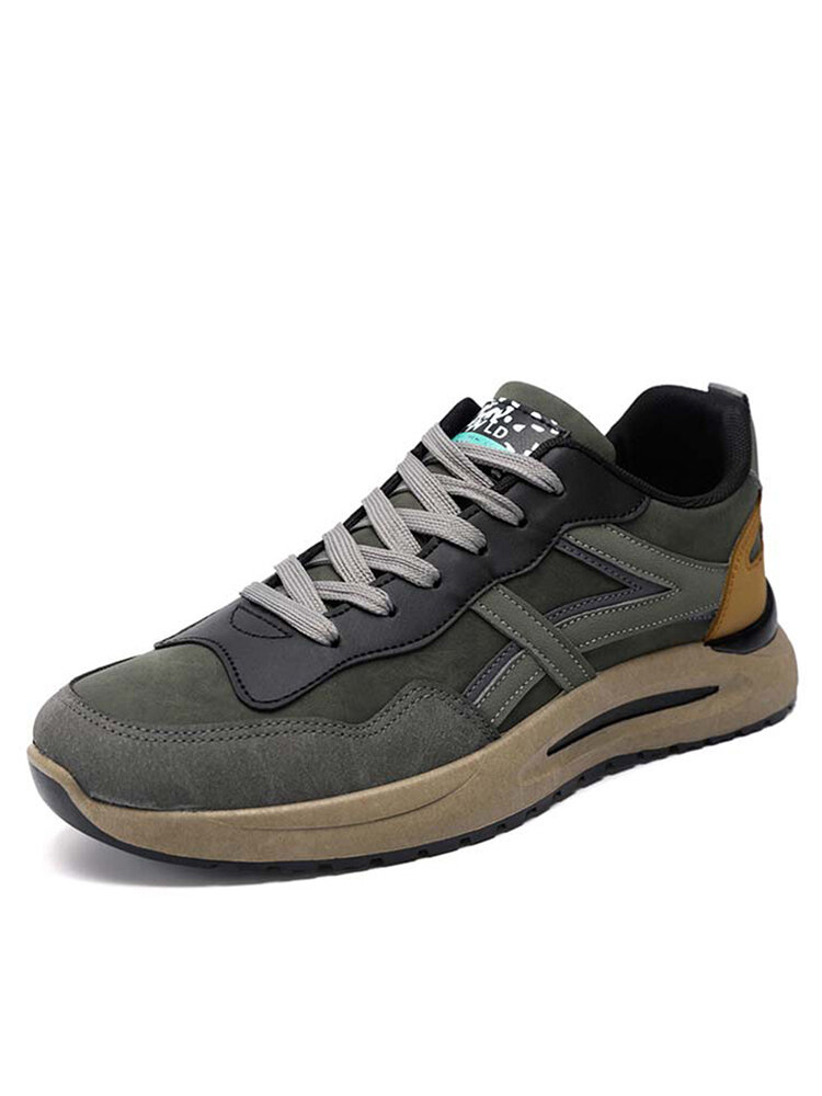 

Men Color Blocking Forrest Gump Shoes Lace Up Sport Casual Sneakers, Green;black;gray