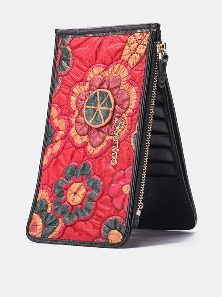 Brenice Vintage 18 Card-slots Casual Floral Wallet Coin Bag For Women