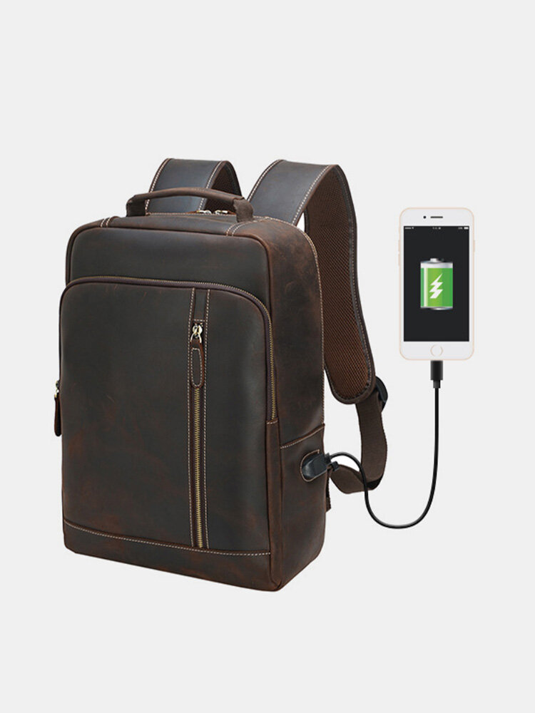Men Vintage Multifunction Large Capacity Backpack 15.6 Inch Laptop Bags Travel Bag
