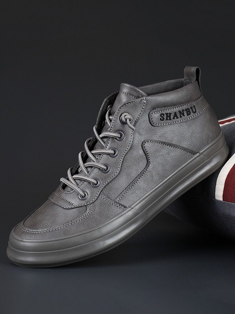 

Men Brief Slip Resistant Pure Color Microfiber Leather Casual Skate Shoes, Black;gray;coffee;khaki