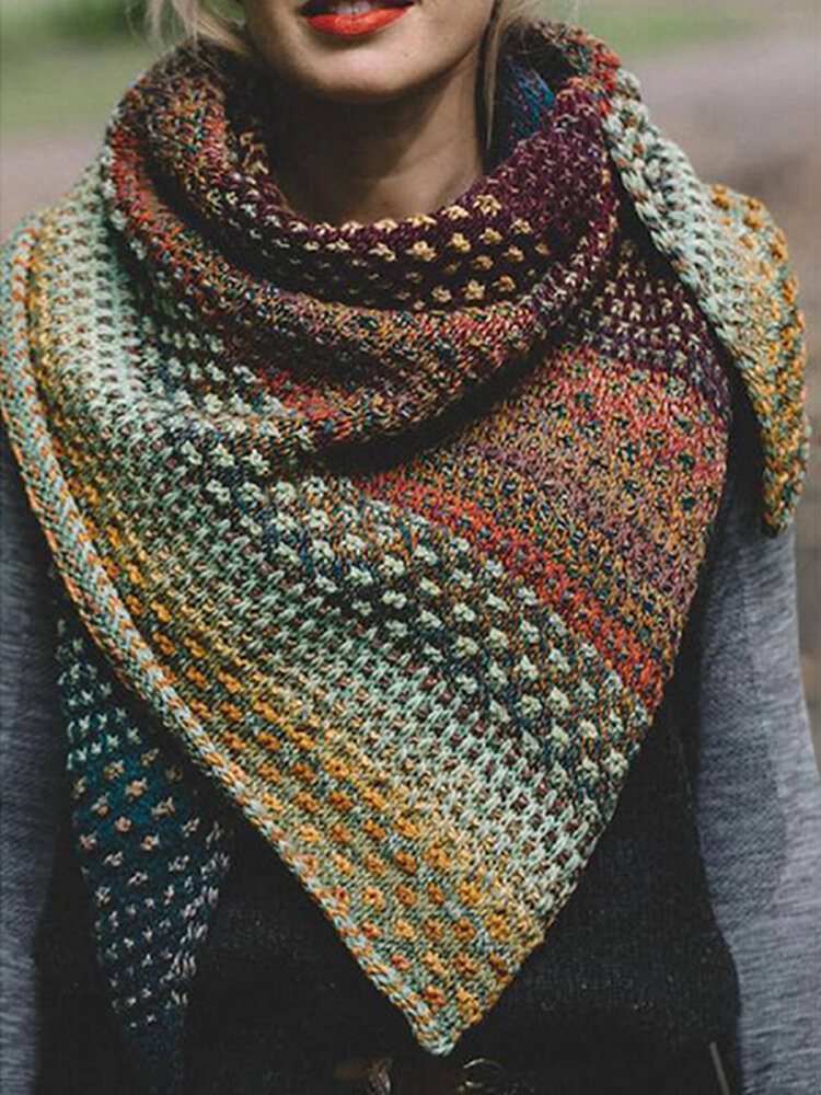 

Multifarben Color Block Cotton Blend Women's Scarves & Shawls, #01