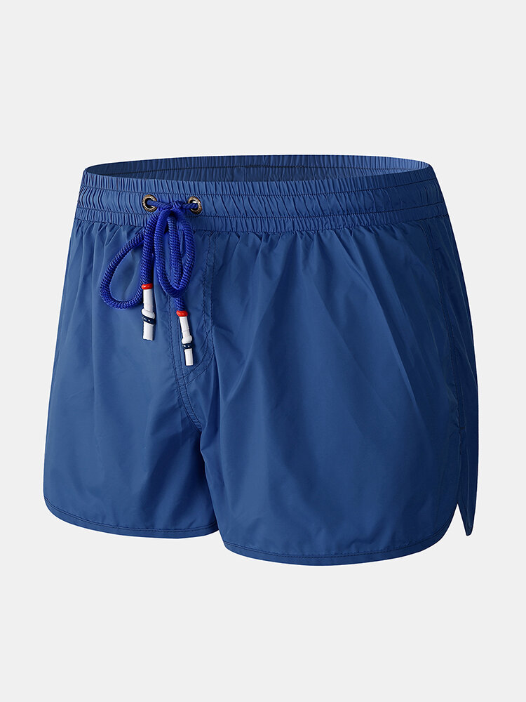 Men Swim Trunks with Compression Liner Drawstring Surfing Running Quick Drying Mini Shorts