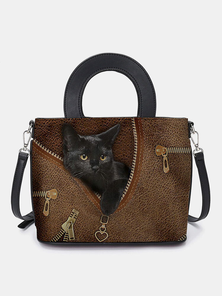 Women Cat Pattern Handbag Crossbody Bag Satchel Bag
