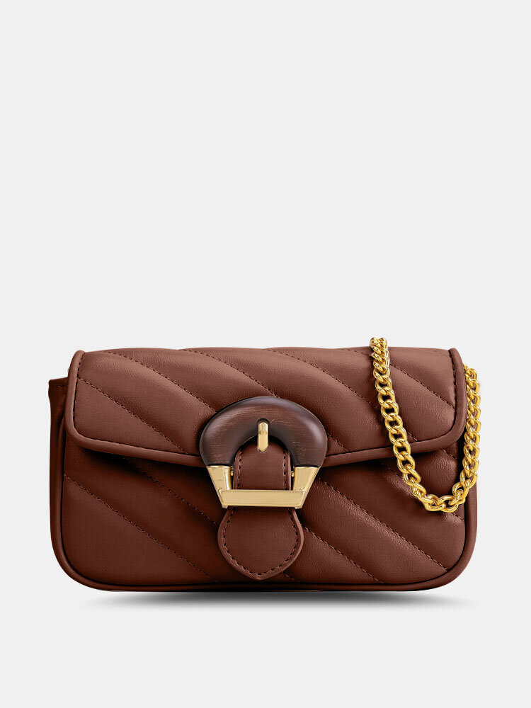 Women Vintage Faux Leather Multi-Carry Chain Crossbody Bag Shoulder Bag