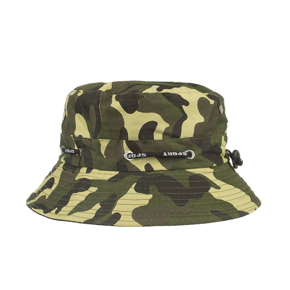 Mens Cotton Summer Breathable Camouflage Bucket Cap Outdoor Beach Sun Cap Sunshade Visor Panama Hat