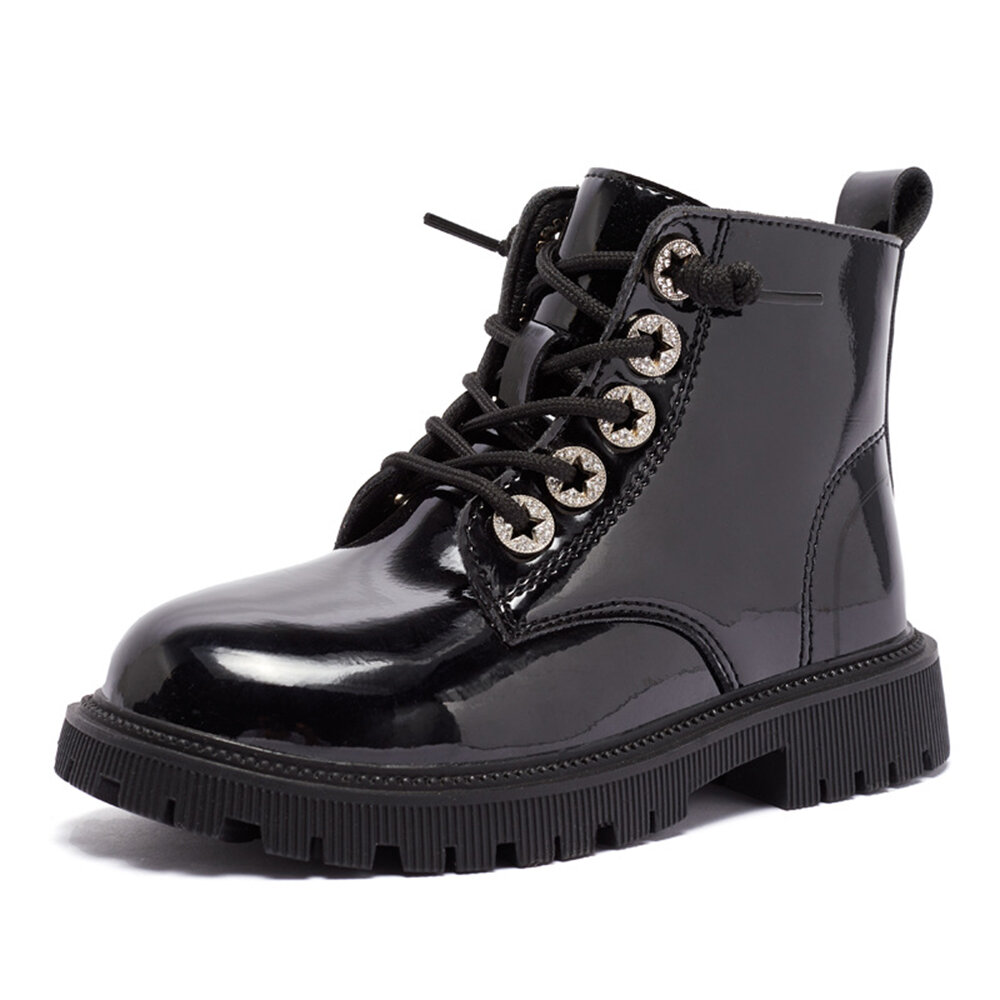 

Unisex Kids Fashion Lace-up Black Children's Tooling Boots, Black;black1;black2;black3