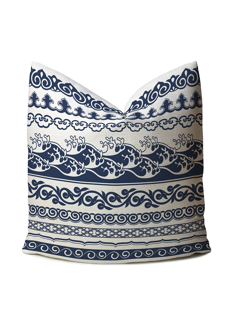 

Classical Chinese Style Blue&White Printed Linen Cushion Cover Home Sofa Art Decor Throw Pillowcases