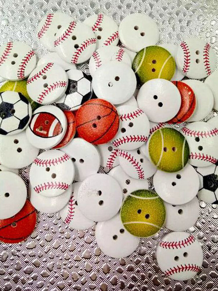 50Pcs 20mm Ball Shape Wooden Buttons DIY Sewing Materials