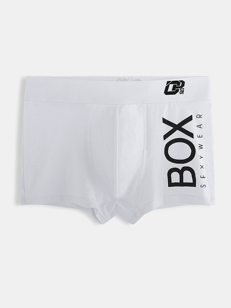 Men Sexy Cotton Boxer Briefs Comfortable Monogrammed Patchwork Underwear