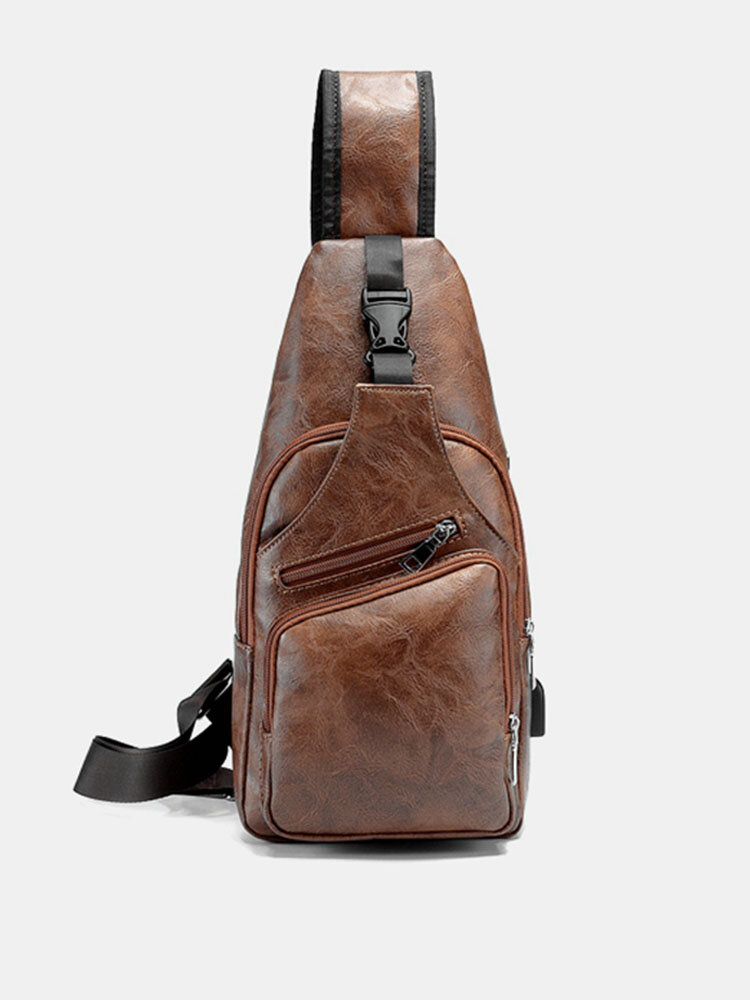 Men Large Size Outdoor USB Charging Port Chest Bag Travel Daypack Sling Bag Crossbody Bag For Men