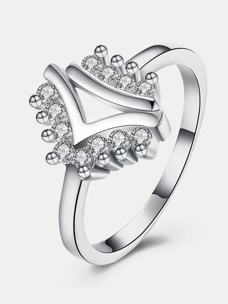 YUEYIN Geometry Ring Triangle Zircon Women Ring