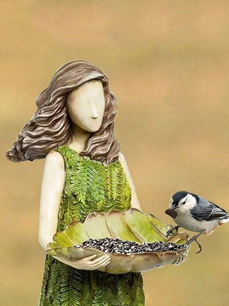 Sherwood Fern Fairy Statuary Garden Sculptures Bird Feeder Art Decor  Ornament 