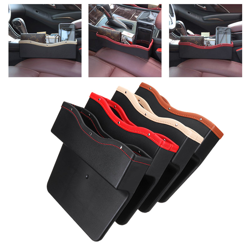 PU Leather Car Seat Gap Slit Storage Bag Box Car Seat Pocket Organizer