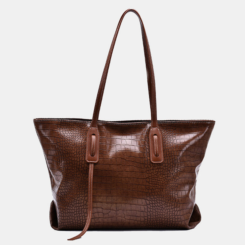 

Alligator Large Capacity Handbag Shoulder Bag Tote, Khaki;black;brown;beige