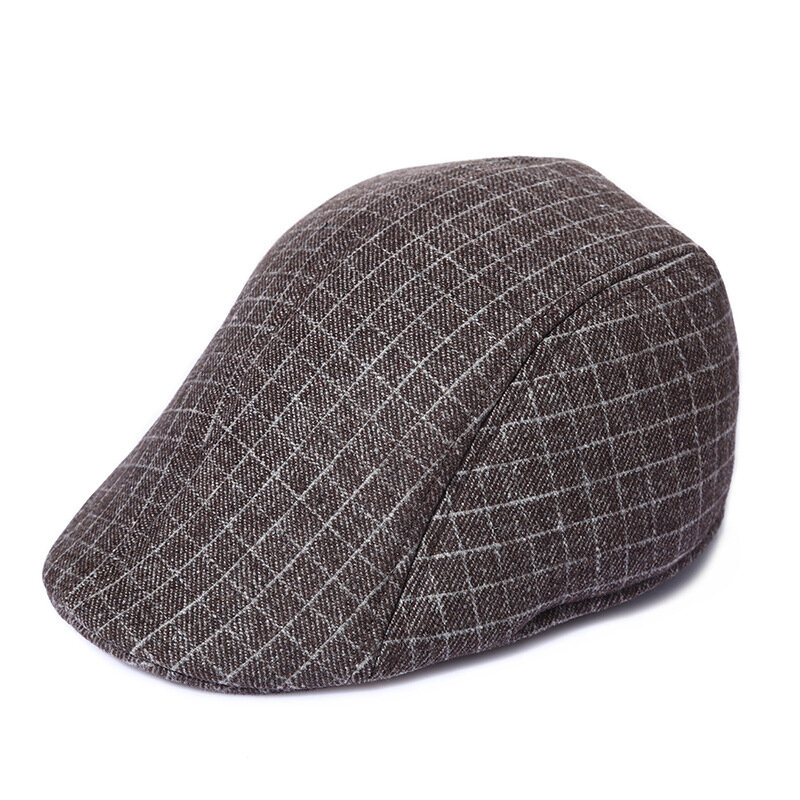 

Mens Lattice Curved Brim Felt Beret Caps Casual Warm Sunshade Forward Hat, Black