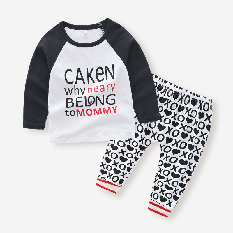 

Baby Letter Print Long Sleeves Clothing Set For 6-24M, White