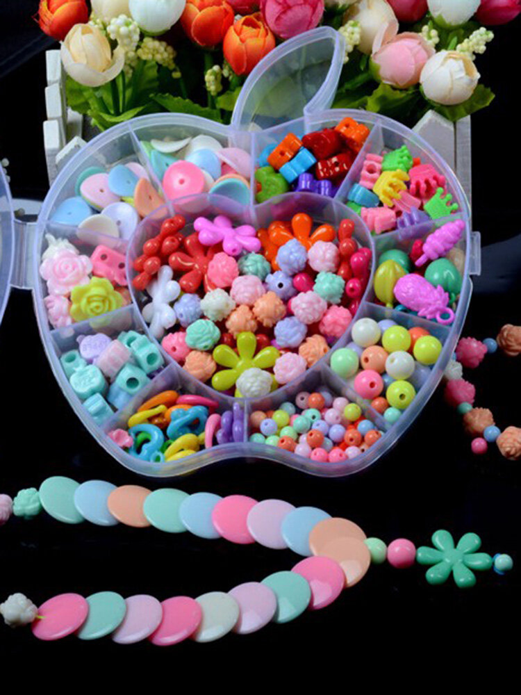 Children's Educational DIY Apple Box Handmade String Beads Jewelry