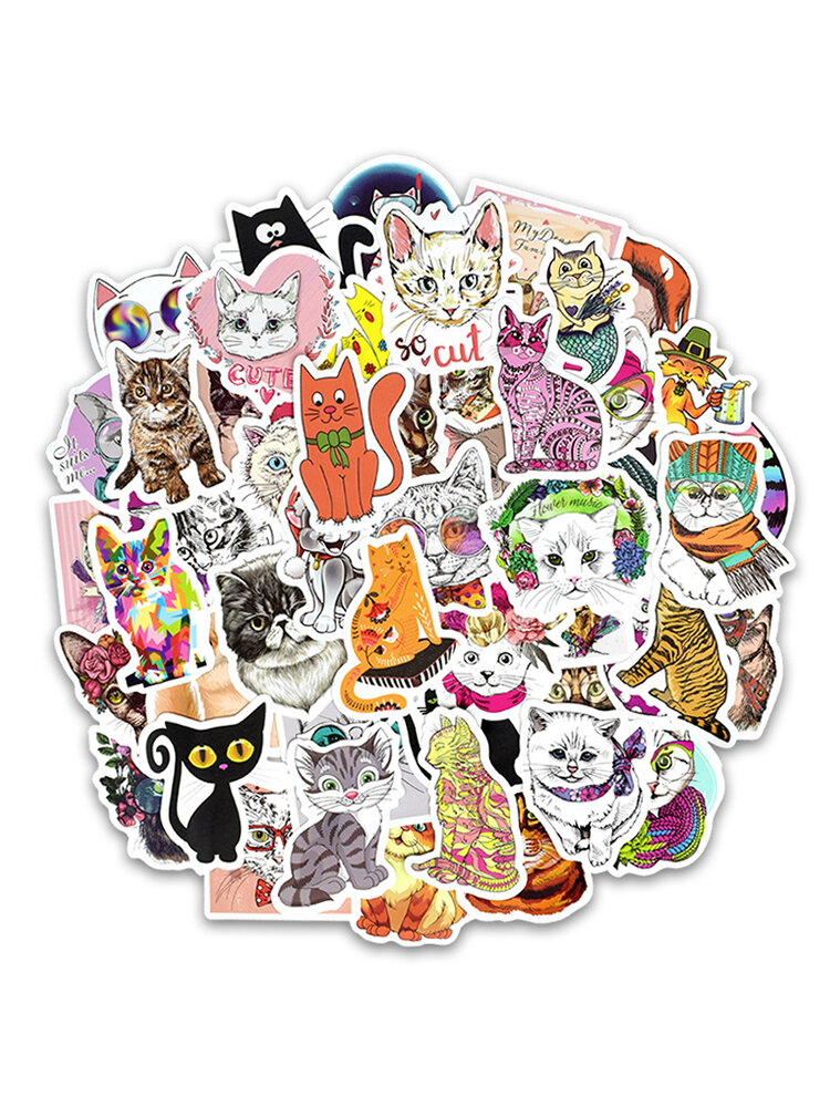 50Pcs Cartoon Cat Series Doodle Stickers Car Luggage Skateboard Guitar Computer Laptop Stickers
