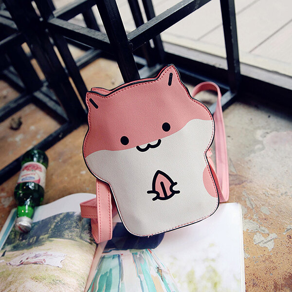 Lovely Cute Hamster Shape Pattern Zipper Shoulder Bags Crossbody Bags