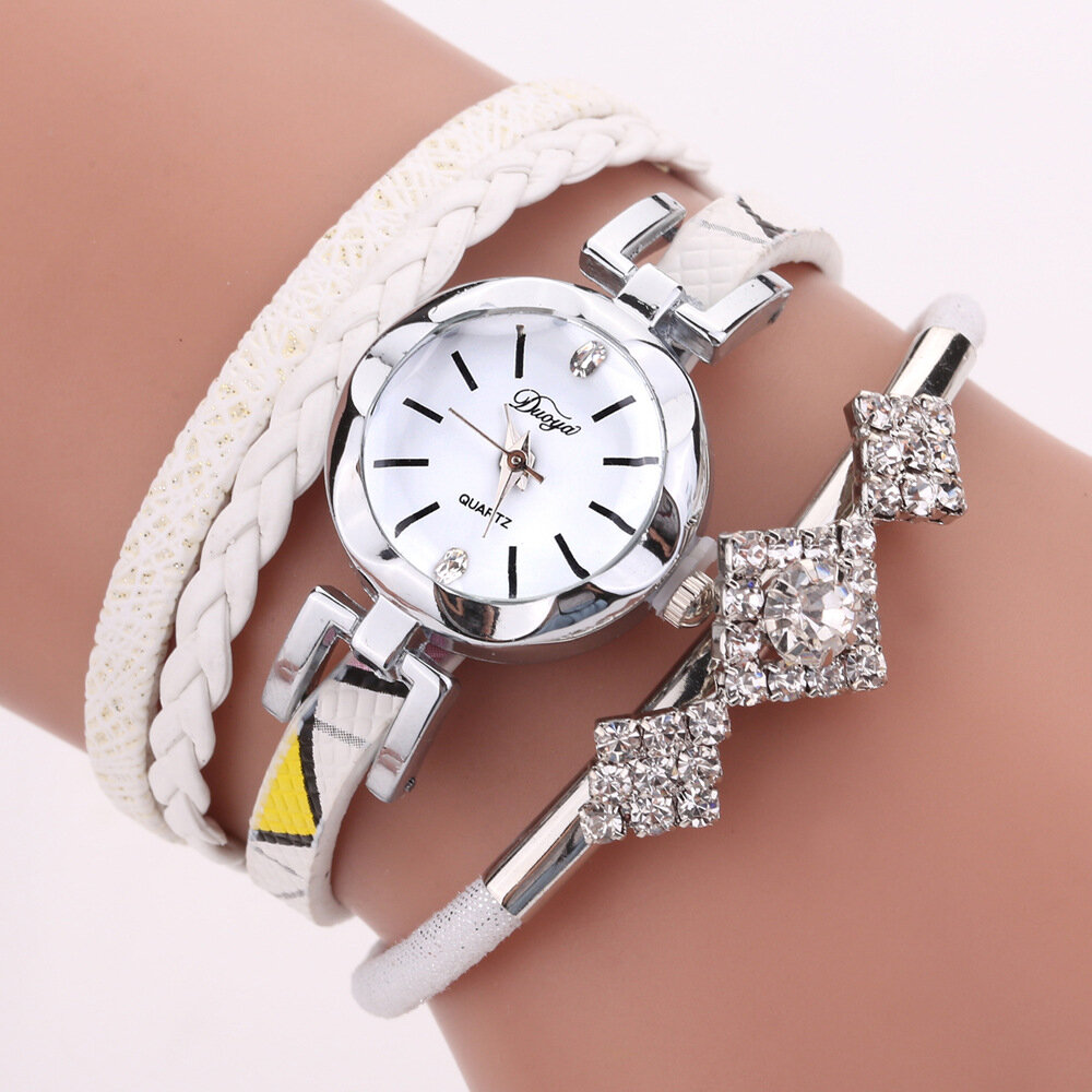 DUOYA D255 Flower Dial Show Fashionable Women Bracelet Watch Tourist Dress Retro Style Quartz Watch