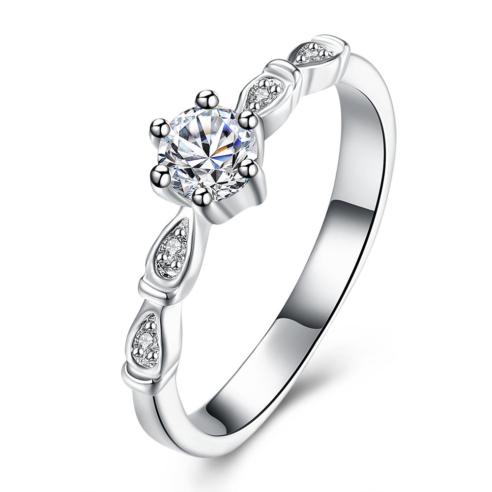 YUEYIN Sweet Ring Flower Zircon Luxuoso anel de casamento elegante